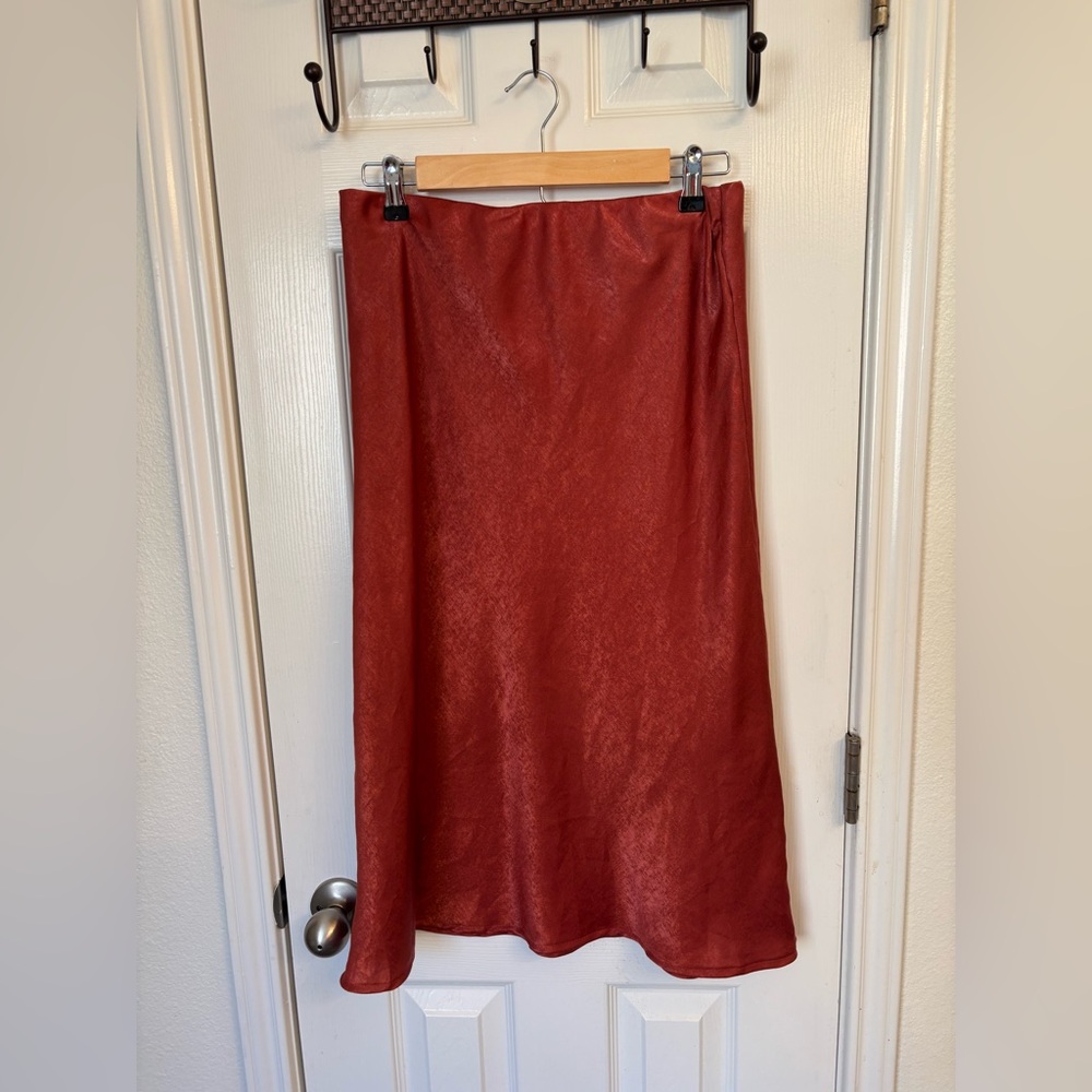 Forgotten Grace Size Large Midi Skirt Rust Orange Red